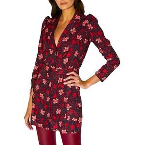 REVOLVE Walter Baker Dress Delaney Burgundy Floral Size L Wedding Guest Party